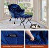 Sessel 72×62×96 mit Hocker – Relaxsessel mit Armlehnen, Seitentasche, Fußstütze, dunkelblau, aus Stoff und Metall Bild 5