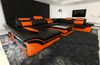 Wohnlandschaft Enzo XXL in Leder - Echtleder - schwarz-orange - Links Bild 2