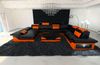 Wohnlandschaft Enzo XXL in Leder - Echtleder - schwarz-orange - Links Bild 5