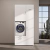 Roomart Waschmaschinenschrank mit Ausziehbrett, - SERIE 2 - 112 cm breit, Waschmaschinenüberbau für Waschmaschine & Trockner, Waschturm-Schrank mit Stauraum für Bad & Waschküche • Weiß Bild 3