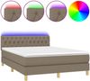 vidaXL Polsterbett mit Matratze & LED Taupe 140x200 cm Stoff Bild 2