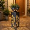 LED Solarlampe, Pflanzschale, Blumendekor, silber-antik, H 59 cm Bild 4