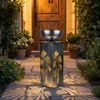 LED Solarlampe, Pflanzschale, Blumendekor, silber-antik, H 59 cm Bild 2