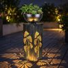 LED Solarlampe, Pflanzschale, Blumendekor, silber-antik, H 59 cm Bild 3