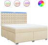 vidaXL Boxspringbett mit Matratze Creme 180x200 cm Stoff 3292886 Bild 2