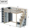Hochbett 90x200 cm aus Holzmaterial mit Kleiderschrank, Regalen, Sicherheitsleiter und Stauraum, ohne Matratze Bild 5