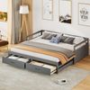 Ausziehbares Schlafsofa 90/180*200 cm mit Schubladen und Lattenrosten, Kiefernbett mit Stauraum, grau Bild 2