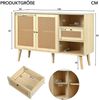 Sideboard 120x40x80 cm, Eiche-Optik mit Rattan-Details, 1 Schublade & 2 magnetische Türen, verstellbare Einlegeböden，Eiche Bild 4
