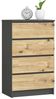 Home Collective Kommode 60 cm breit Holz Highboard Sideboard für Flur Schlafzimmer Wohnzimmer (Kommode Schlafzimmer Kommode mit Schubladen Holz Schrank), Kinderzimmer Organizer, 99 cm hoch, 4 Schubladen graphit-Artisan Eiche Bild 4