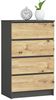 Home Collective Kommode 60 cm breit Holz Highboard Sideboard für Flur Schlafzimmer Wohnzimmer (Kommode Schlafzimmer Kommode mit Schubladen Holz Schrank), Kinderzimmer Organizer, 99 cm hoch, 4 Schubladen graphit-Artisan Eiche Bild 5