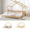 Ausziehbares Hausbett 90/180×200 cm mit Rausfallschutz, Massivholz Kiefer, Natur, ohne Matratze Bild 5