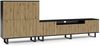 Set TV-Schrank PANAMA und Kommode, gefräste Fronten, Schränke zur Aufbewahrung, Set fürs Wohnzimmer, PUSH TO OPEN, schwarze Rahmenfüß - Eiche, Schwarz, 56 x 40 x 200 cm Bild 2