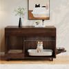 Flieks Mehrzweckschrank bewegbar Katzenkloschrank mit Futternäpfe und Sandauffangschale (100×45,5×67 cm, 1-St) Katzentoilettenschrank mit Rollen, Acryltür und Lochplatte Holzoptik Bild 2