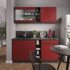 Singleküche R-Line Rot/Anthrazit 160 cm J-Shape, AP Eiche Vicco Bild 4