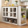 Ausziehbarer Stehtisch 138–204 cm, drehbares Weiß Sideboard mit Glas-Schranktüren und Metallgriffen, Buffet, Kommode, Anrichte, 102.5cmx138-204cmx39cm Bild 3