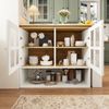 Ausziehbarer Stehtisch 138–204 cm, drehbares Weiß Sideboard mit Glas-Schranktüren und Metallgriffen, Buffet, Kommode, Anrichte, 102.5cmx138-204cmx39cm Bild 2