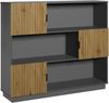 Bücherregal Verhundar 102x120x30 cm Grau/Holzfarben [en. casa] Bild 2