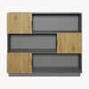 Bücherregal Verhundar 102x120x30 cm Grau/Holzfarben [en. casa] Bild 5