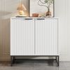 Sideboard 80 x 40 x 80 cm in Weiß, mit 2 Türen, Wellenfront und Metallbeinen Bild 2