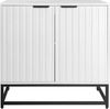 Sideboard 80 x 40 x 80 cm in Weiß, mit 2 Türen, Wellenfront und Metallbeinen Bild 3