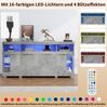 Beistelltisch Sideboard 140x40x70 cm, zementgrau mit LED-Beleuchtung & Glasfronten Bild 5