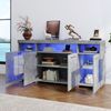 Beistelltisch Sideboard 140x40x70 cm, zementgrau mit LED-Beleuchtung & Glasfronten Bild 4