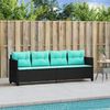 vidaXL Sonnenliege mit Kissen Schwarz Poly Rattan 368334 Bild 3