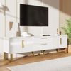 TV-Schrank 170 cm Weiß Gold, TV Lowboard mit Türen und Schubladen, Hochglanz Fernsehtisch Bild 3