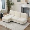 Merax 194*118*81cm Gepolstertes Sofa und Couch , 3-Sitzer-Sofa Ecksofa für Wohnzimmer, Wohnung, Lounge und Schlafzimmer – L-förmiges Schlafsofa, Freizeitsofa, Beige, Leinen Bild 2