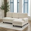 Merax 194*118*81cm Gepolstertes Sofa und Couch , 3-Sitzer-Sofa Ecksofa für Wohnzimmer, Wohnung, Lounge und Schlafzimmer – L-förmiges Schlafsofa, Freizeitsofa, Beige, Leinen Bild 3