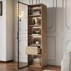 Merax Badezimmerschrank, mittel, mit Lichtleiste, 40 cm breit, mit 1 großen Schubladen und 1 Türen, Glastür Bild 2