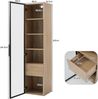 Merax Badezimmerschrank, mittel, mit Lichtleiste, 40 cm breit, mit 1 großen Schubladen und 1 Türen, Glastür Bild 4