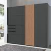 Lomadox Schwebetürenschrank CHIVASSO-43 Schwebetürenschrank 180cm, graphit mit Eiche, mit 3 Schubladen Bild 2