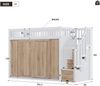 Merax Kinderbett (90 x 200 cm), Hochbett, multifunktionales Kinderbett mit Kleiderschrank und Treppenschrank, bunte Lichtleiste, ohne Matratze, Weiß & Eichefarbe Bild 4