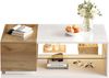 LED-Couchtisch, Wohnzimmertisch mit LED-Lichtleiste und Stauraum, modern, MDF, Weiß, 105×50×36 cm Bild 2