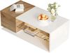 LED-Couchtisch, Wohnzimmertisch mit LED-Lichtleiste und Stauraum, modern, MDF, Weiß, 105×50×36 cm Bild 3