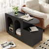 Merax Multifunktionaler schwarzer Beistellschrank mit Rollen, vielseitiger Aufbewahrungswagen für Wohnzimmer, Esszimmer und Schlafzimmer, 82 cm breit Bild 5