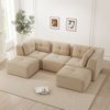 Ecksofa modular in Beige, Cordstoff, 74 cm Sitztiefe, rahmenloses Design,69x297x177 cm Bild 3