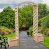 Rosenbogen Natur mit Blumenkübeln Spalier Rankhilfe Gitter Holz Pergola Gestell Bild 5