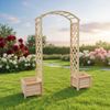 Rosenbogen Natur mit Blumenkübeln Spalier Rankhilfe Gitter Holz Pergola Gestell Bild 1