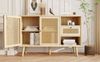 Sideboard aus MDF mit Rattangeflecht, 120 x 40 x 80 cm, Eiche Bild 5
