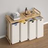 Bellamio 'Newa' Wäschesammler aus Bambus, beige, inkl. 4 Wäschesäcke je 50 Liter aus Oxford-Gewebe, ausziehbar, Wäschekorb mit Ablagefläche Bild 2
