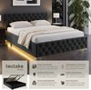 tectake Polsterbett Komfortbett mit LED-Leisten & Stauraum - Samtoptik mit Steppmuster (Bettset, in Samtoptik Schwarz), stabiler Stahlrahmen, Belastbarkeit 300 kg Bild 2