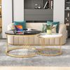 Couchtisch 2er-Set rund, weiß + schwarz, moderner Beistelltisch Sofatisch mit Marmoroptik auf MDF-Furnier Bild 3