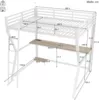 Hochbett mit Schreibtisch und LED-Beleuchtung (140x200 cm) Kinderbett mit Rausfallschutz, Metallbett Bild 5