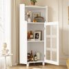 Flieks Eckschrank mit LED-Beleuchtung und Glastüren (1-St, B63,5x45x45xH124 cm) Mehrzweckschrank Hochschrank Badkommode Eckregal Weiß Bild 2