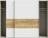 Schiebetürenschrank >MAYACUS< 3 Stangen, 3 Böden, weiß, Eiche Dekor - 269,9x210,5x61,2cm (BxHxT) Bild 4