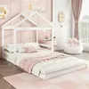 Hausbett mit Lattenrost und Kopfteil, 140x200 cm, Kinderbett, Holzbett, Kiefer Bild 1