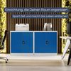 Aktenschrank abschließbar BEATA - 3 Ebenen verstellbar, Flügeltüren | Metallschrank Werkstatt Mehrzweckschrank Büroschrank aus Stahl Werkzeugschrank, 93x90x40cm Grau-Blau Bild 3