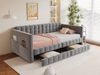 Merax Einzelbett Daybett 90 x 190cm Polsterbett Schlafsofa, Staufächer an den Bettseiten, 2 Schubladen unter dem Bett, Samtstoff, Grau Bild 5